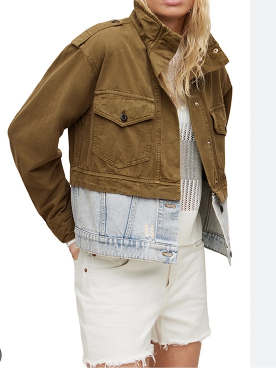 All Saints Jackets & Blazers - AllSaints Cadie Olive Green and removable denim combination Jacket 4